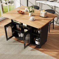 Kücheninsel, Moderne Küchenbank, Küchenschrank, Abnehmbarer Servierwagen, Buffet, Esswagen mit Holzmaserung, Sideboard, Multifunktionaler Esstisch Kücheninsel, Moderne Küchenbank, Küchenschrank, Abnehmbarer Servierwagen, Buffet, Esswagen mit Holzmaserung, Sideboard, Multifunktionaler Esstisch von OKWISH