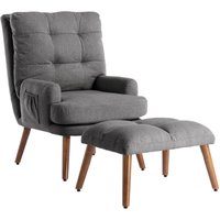 Loungesessel mit Fußstütze, Rückenlehne 10-stufig verstellbar, Liege, Stuhl mit Seitenablage von OKWISH
