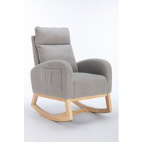Mid-Century Modern Teddy Stoff gepolsterter Schaukelstuhl, gepolsterter Sitz für Wohnzimmer und Schlafzimmer, Hellgrau Mid-Century Modern Teddy Stoff gepolsterter Schaukelstuhl, gepolsterter Sitz für Wohnzimmer und Schlafzimmer, Hellgrau von OKWISH