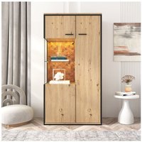 Okwish - Moderne Vitrine mit LED-Beleuchtung - 150Hx78Bx40Tcm - Glastür, Mehrzweckregale, 15 Farboptionen, Großer Stauraum, Glasboden, Schaukasten, von OKWISH