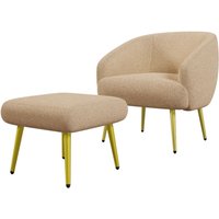 Okwish - Moderner Sherpa-Polsterstuhl mit Fußstütze – Wohnzimmersessel, ergonomisches Design, goldene Beine, luxuriöser Komfort von OKWISH