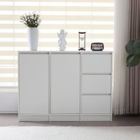 Moderner Sideboard-Schuhschrank mit viel Stauraum, zwei Türen und drei Schubladen mit verstellbarem Einlegeboden für Esszimmer, Wohnzimmer oder Moderner Sideboard-Schuhschrank mit viel Stauraum, zwei Türen und drei Schubladen mit verstellbarem Einlegeboden für Esszimmer, Wohnzimmer oder von OKWISH