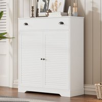 Okwish - Modernes Sideboard aus Holz mit 2 Türen, 1 Schublade und Metallgriffen – Kommode mit verstellbaren Einlegeböden, ideal für Flure, Eingänge, von OKWISH