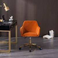 Okwish - Neuer, höhenverstellbarer, drehbarer Home-Office-Stuhl aus Samtstoff für Innenbüros mit goldenen Beinen, Orange Orange von OKWISH