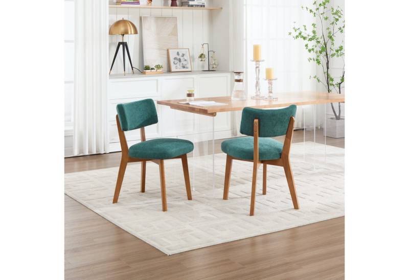 OKWISH 4-Fußstuhl Esszimmerstuhl (2er-Set mit Massivholzbeinen & gepolstertem Stoff), Polsterstuhl, ergonomisch von OKWISH