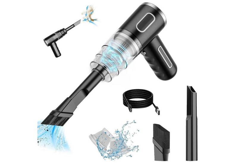 OKWISH Akku-Handstaubsauger Akku KFZ Autostaubsauger Mini Auto Staubsauger Handsauger, 120,00 W, Beutellos, 2 in 1 Funktional 6000Pa 2000mA-Akku für Auto Büro Haus Teppichen usw von OKWISH