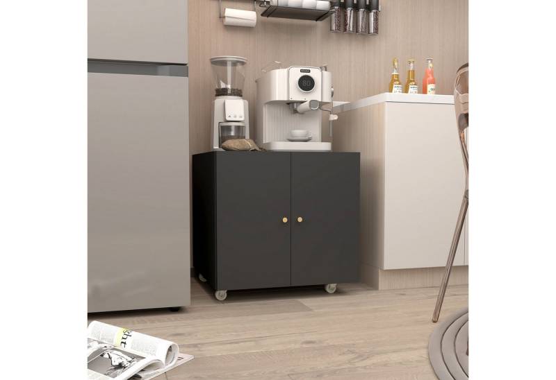 OKWISH Aktenschrank Druckertisch,Schreibtisch Unterschrank (Mobile Druckerständer mit Stauraum und höhenverstellbarem Regal – Kompakter Druckertisch mit 360° Lenkrollen) von OKWISH