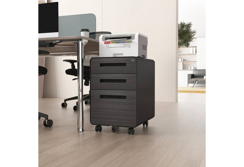 OKWISH Aktenschrank Mobiler Schubladenschrank (3-Schubladen Mobiler Aktenschrank unter dem Schreibtisch – Abschließbarer Rollcontainer aus Stahl) von OKWISH