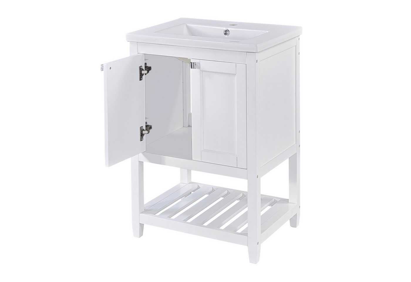 OKWISH Badmöbel-Set Badmöbel mit Keramik-Waschbecken, (Einzel Waschtisch mit Unterschrank, 61*46*90cm), mit Anti-Rutsch-Pads, wasserdicht und abriebfest von OKWISH