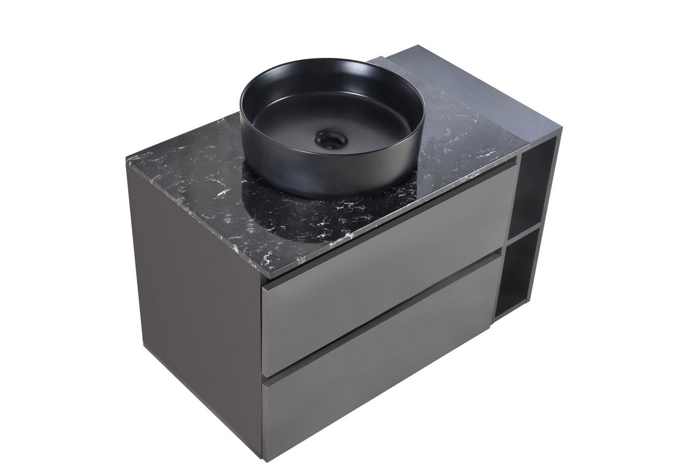 OKWISH Badmöbel-Set Waschbeckenunterschrank, (Hängeschrank, mit Aufsatzwaschbecken, ohne Ablaufgarnitur), mit Arbeitsplatte aus Marmor, Keramikwaschbecken von OKWISH