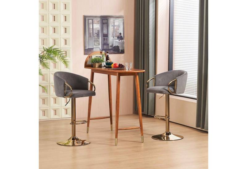 OKWISH Barhocker Barstühle, drehbare, höhenverstellbare, 2er-Set (für Küchen-, Bar- und Restauranttheken, mit mittlerer Rückenlehne und goldener Fußstütze) von OKWISH