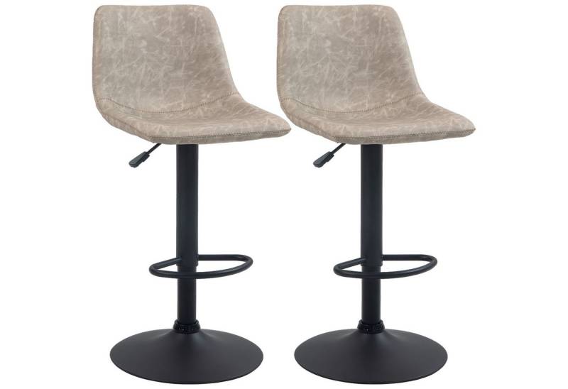 OKWISH Barhocker Drehbar Barstuhl (2er-Set Barhocker Drehbar und Höhenverstellbar, Kunstlederbezug in Beige, Retro-Style Bistrohocker mit Fußstütze., 42L x 47,5B x 90,5-111,5H cm), mit Fußstütze von OKWISH