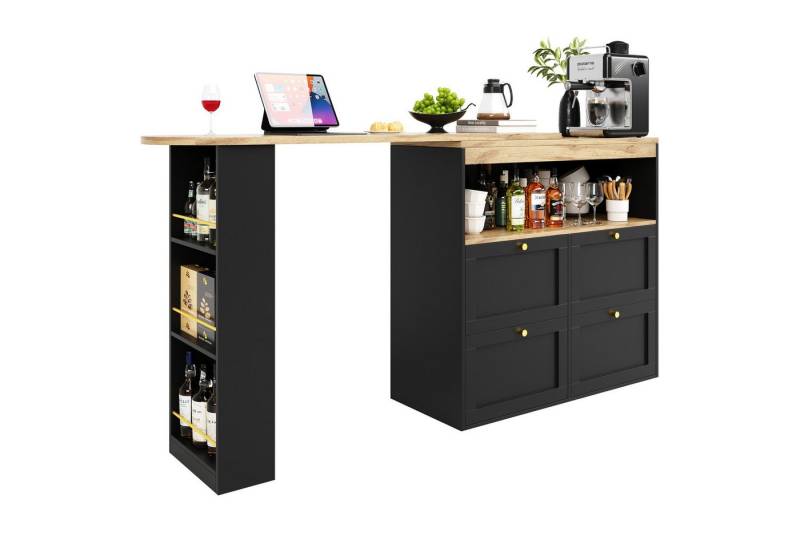 OKWISH Bartisch 360° drehbare (drehbar Sideboard, Esstisch, 4 Schubladen und offene Fächer), 360° drehbare Essbar mit Schubladen und offener Stauraum von OKWISH