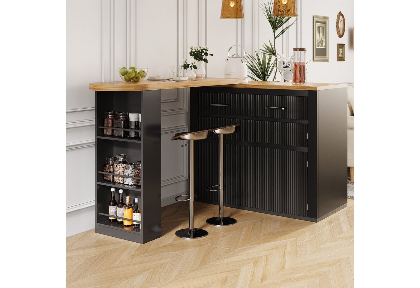 OKWISH Bartisch Ausziehbarer Kücheninsel,mit Stauraum (mit Stauraum & Rollen, Teleskopischer Hochtisch mit Schublade & Regalen, Moderner Kücheninsel-Tisch für Wohnzimmer, Büro & kleine Wohnungen, 1-St., 137-215×39×102.3cm) OKWISH Bartisch Ausziehbarer Kücheninsel,mit Stauraum (mit Stauraum & Rollen, Teleskopischer Hochtisch mit Schublade & Regalen, Moderner Kücheninsel-Tisch für Wohnzimmer, Büro & kleine Wohnungen, 1-St., 137-215×39×102.3cm) von OKWISH