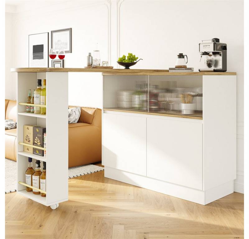 OKWISH Bartisch Moderner drehbarer Ess (360° drehbarer Ess- und Barschrank mit Stauraum & Glasschiebetür, 1-St., 90 x 45 x 100 cm) von OKWISH