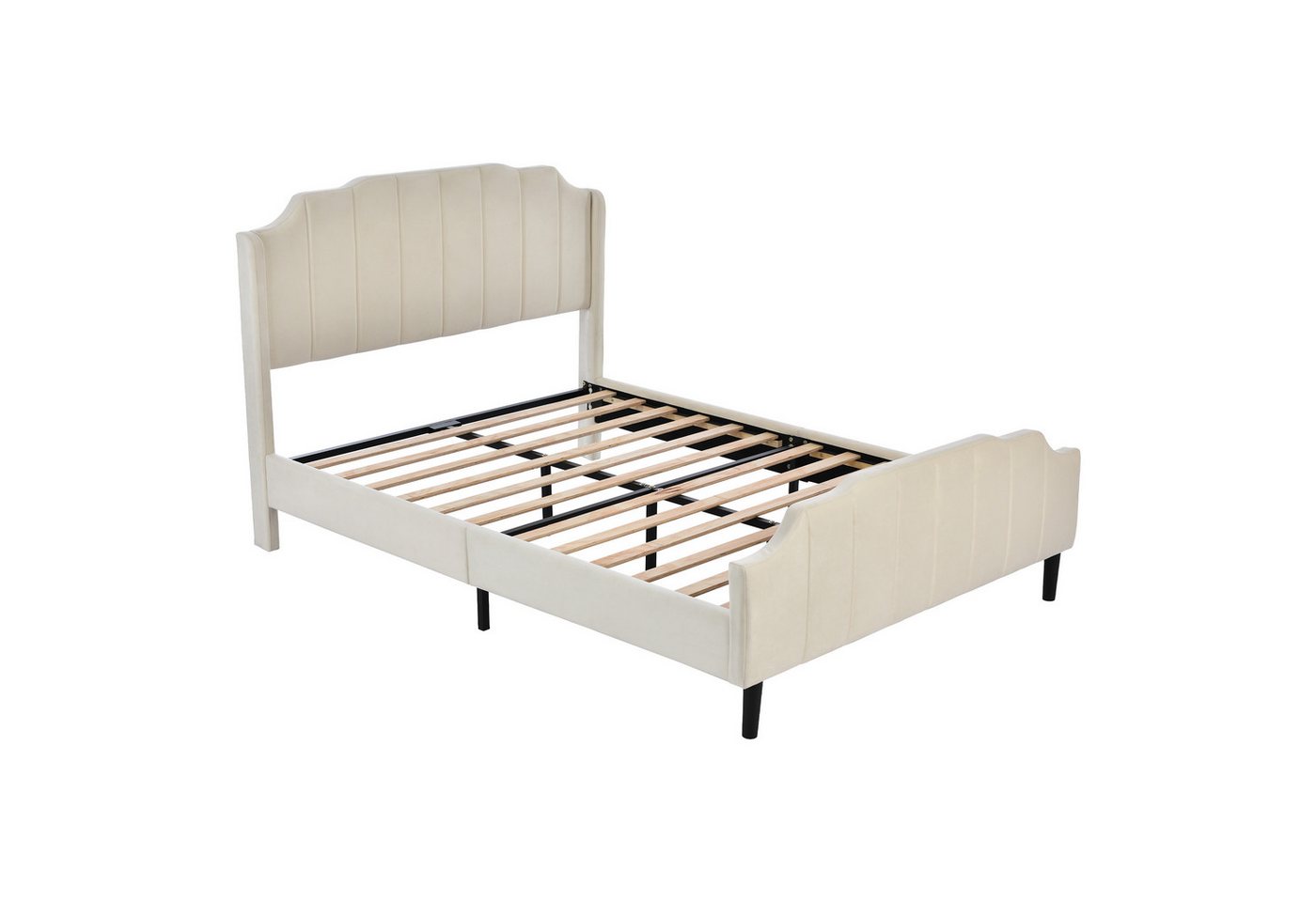 OKWISH Bett Polsterbett, Doppelbett Jugendbett Gästebett (mit Kopfteil, Fußteil und Lattenrost 140 x 200 cm), Ohne Matratze von OKWISH