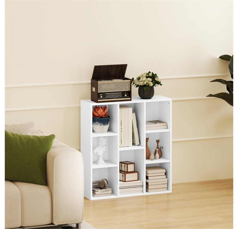 OKWISH Bücherregal Aufbewahrungsregal, Flexibles Standregal mit 8 Würfelfächern – stabil & kippsicher, vielseitig in Ausrichtung & Nutzung, ideal für Wohnzimmer, Büro & Flur – perfekt für Bücherfans & Minimalisten 1-tlg. von OKWISH