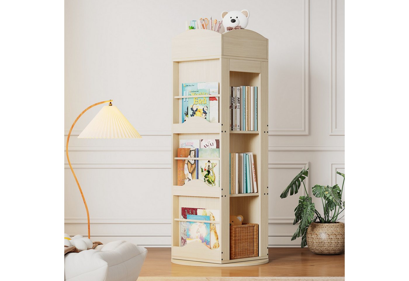 OKWISH Bücherregal Drehbares Regal 360°, Bilderbuchregal, Lagerregal, Standregal 1-tlg., 4 Böden, 142×63×63 cm OKWISH Bücherregal Drehbares Regal 360°, Bilderbuchregal, Lagerregal, Standregal 1-tlg., 4 Böden, 142×63×63 cm von OKWISH