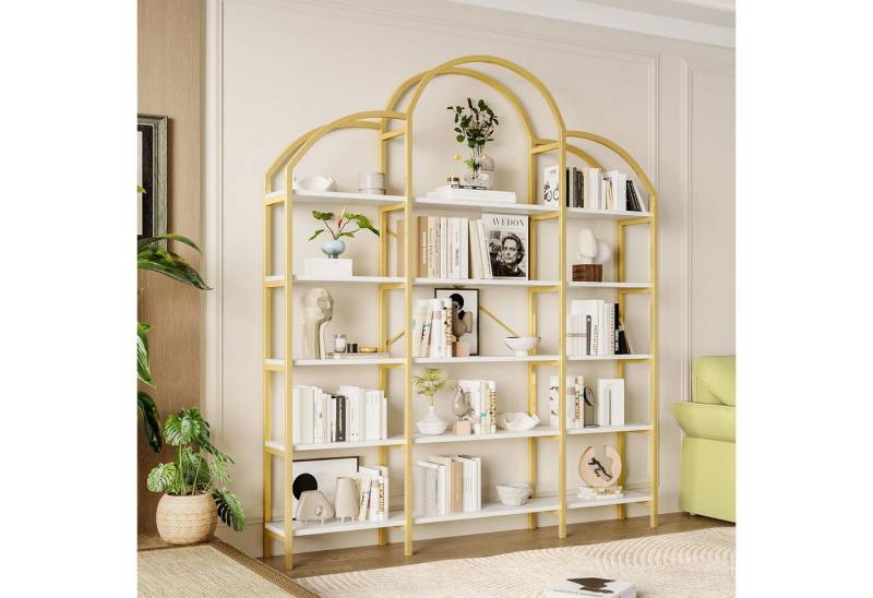 OKWISH Bücherregal Metallregal,Wandregal, Regal mit 5 Schichten, Gold + Weiß, stabile Stahlrohr-MDF-Konstruktion, Wolkenform-Design. 1-tlg. OKWISH Bücherregal Metallregal,Wandregal, Regal mit 5 Schichten, Gold + Weiß, stabile Stahlrohr-MDF-Konstruktion, Wolkenform-Design. 1-tlg. von OKWISH