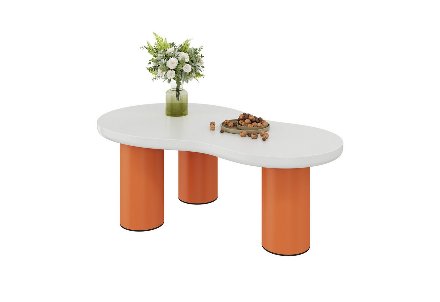 OKWISH Couchtisch Beistelltisch Scandi (Wolkenförmige Wohnzimmertisch, Kaffetisch, 1-St., Kontrastierendes Design in Orange und Weiß), mit lackierte MDF-Platte und PVC-Beine von OKWISH