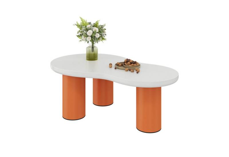 OKWISH Couchtisch Beistelltisch Scandi (Wolkenförmige Wohnzimmertisch, Kaffetisch, 1-St., Kontrastierendes Design in Orange und Weiß), mit lackierte MDF-Platte und PVC-Beine von OKWISH
