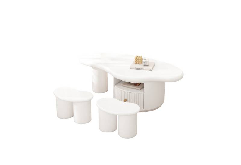 OKWISH Couchtisch Hocker im unregelmäßigen Design (unregelmäßiger Couchtisch Bank, 2-St., 16*42*24,5cm), nur 2 kleine Hocker von OKWISH