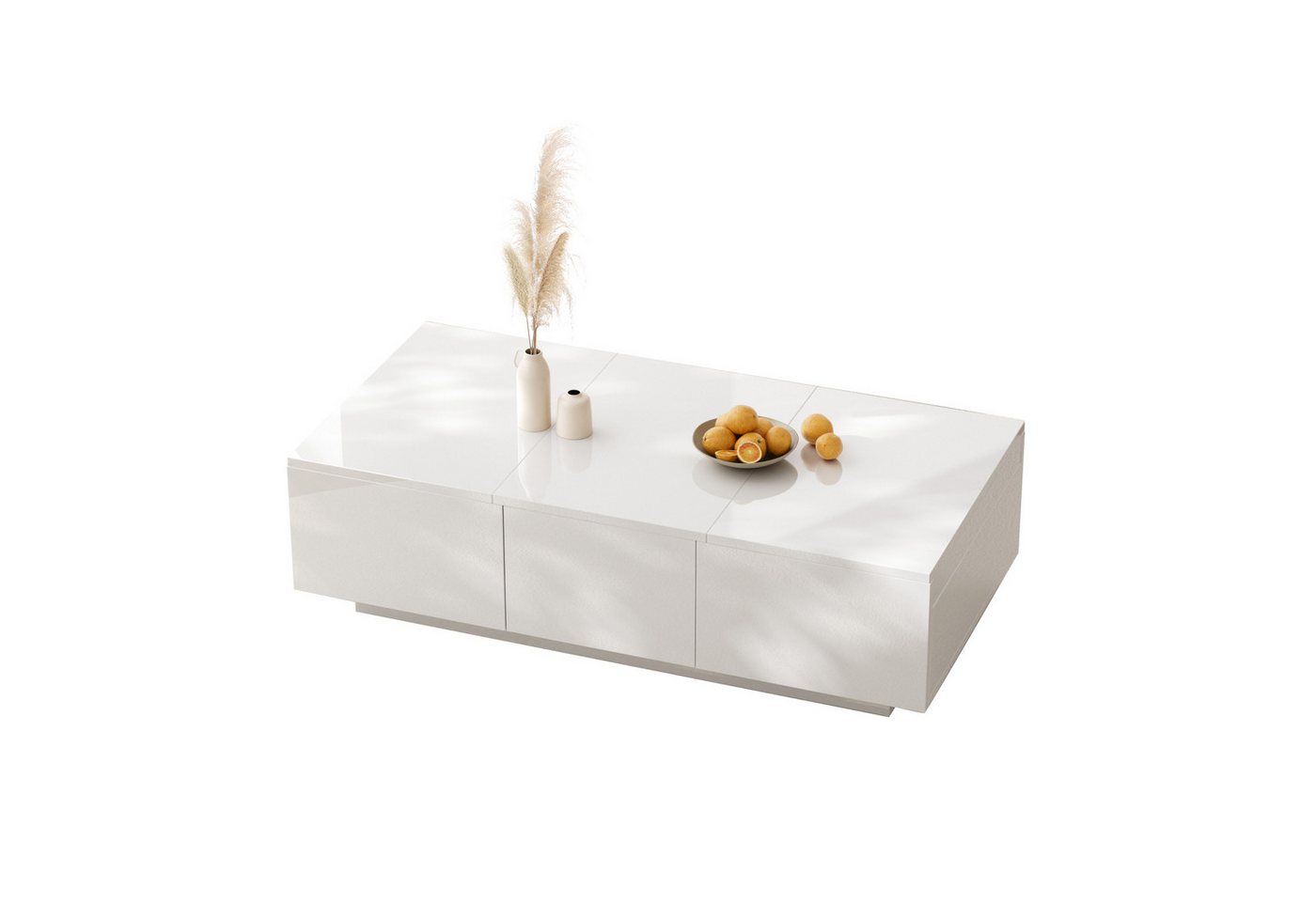 OKWISH Couchtisch Wohnzimmertisch (doppelseitigen Schubladen), mit Push-Pull-Aufbewahrungsstruktur, 100*50*31cm von OKWISH