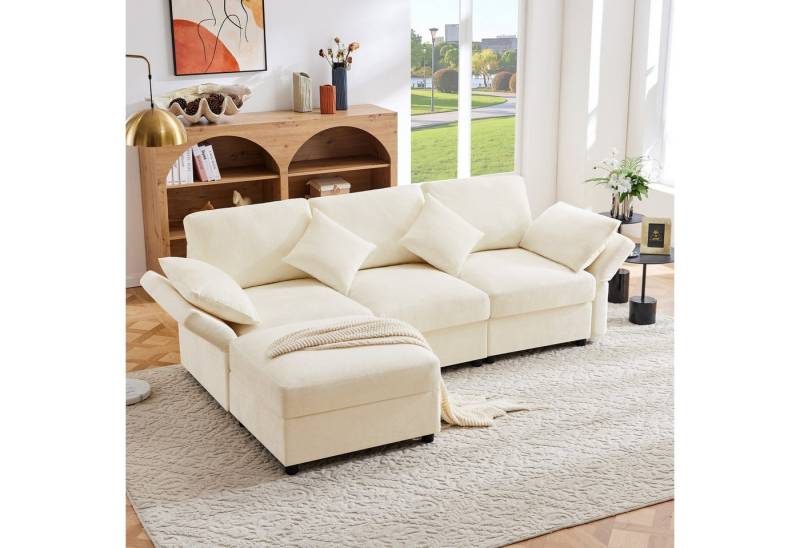 OKWISH Ecksofa Chenille-Stoff, umwandelbares 3-Sitzer-Schlafsofa, Schlafcouch, Sofabett 1 Teile, L-förmiges Polstersofa OKWISH Ecksofa Chenille-Stoff, umwandelbares 3-Sitzer-Schlafsofa, Schlafcouch, Sofabett 1 Teile, L-förmiges Polstersofa von OKWISH