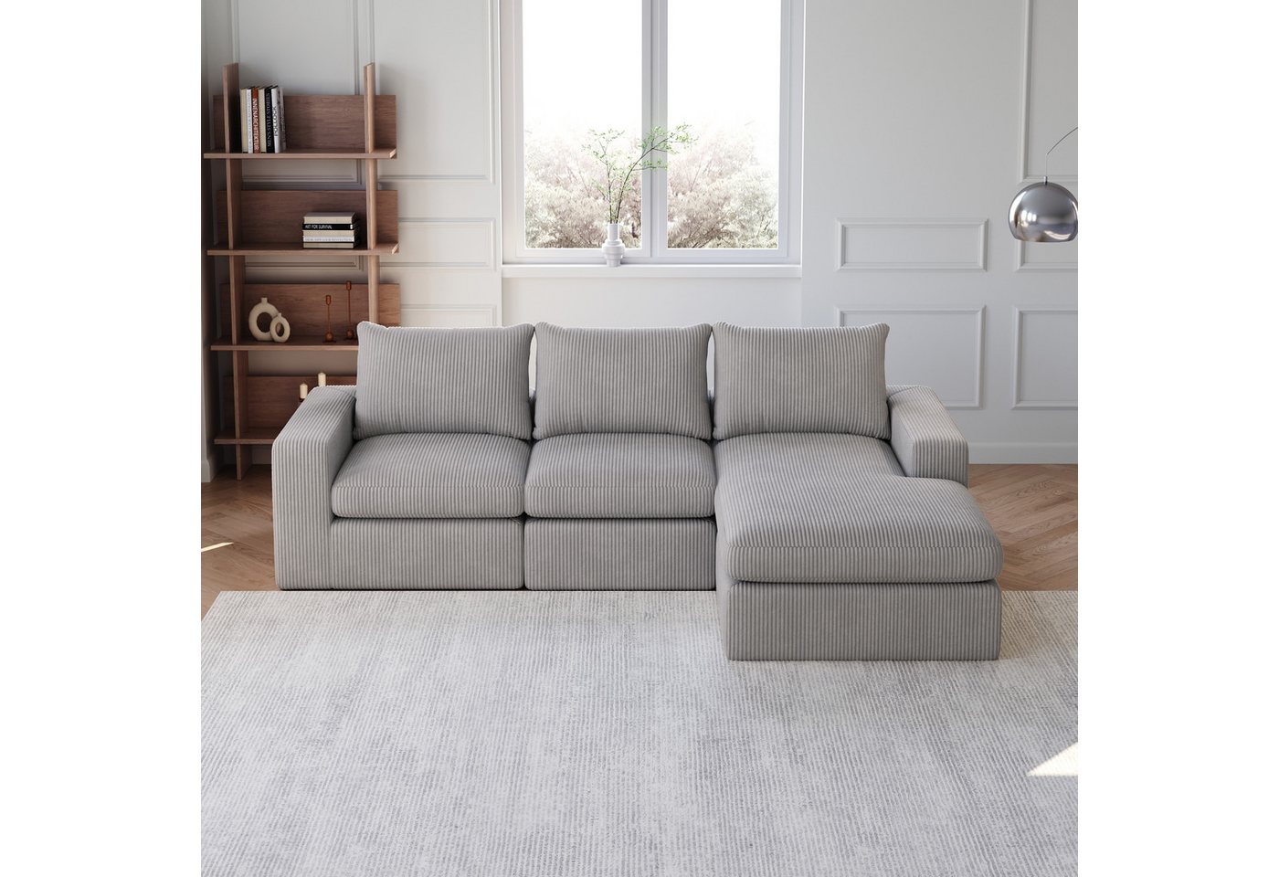 OKWISH Ecksofa L-förmiges Cordsofa mit Chaiselongue, Modulare Bauweise, verstellbare Liegeposition & Nackenkissen, hochelastischer Schaumstoff, Wohnzimmer & Schlafzimmer 1 Teile, mit Relaxfunktion OKWISH Ecksofa L-förmiges Cordsofa mit Chaiselongue, Modulare Bauweise, verstellbare Liegeposition & Nackenkissen, hochelastischer Schaumstoff, Wohnzimmer & Schlafzimmer 1 Teile, mit Relaxfunktion von OKWISH