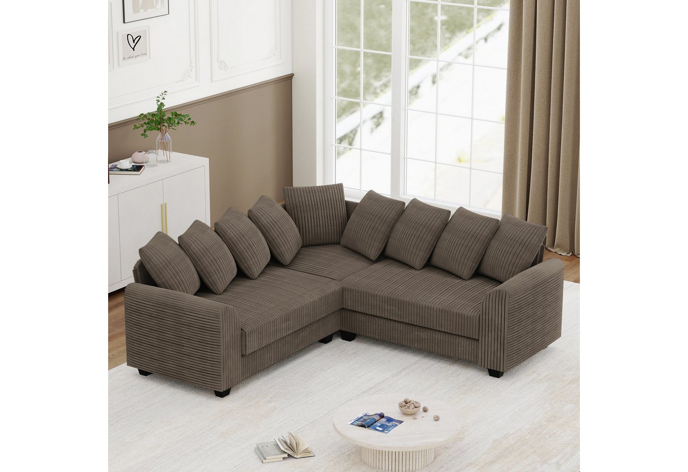 OKWISH Ecksofa Modulares Kombi-Sofa, L-Eckmodulsofa mit Lenkenkissen, Modulares L-Ecksofa mit Lenkenkissen & Wolkenkomfort – Weicher Plush-Stoff, Massivholzrahmen., mit Relaxfunktion OKWISH Ecksofa Modulares Kombi-Sofa, L-Eckmodulsofa mit Lenkenkissen, Modulares L-Ecksofa mit Lenkenkissen & Wolkenkomfort – Weicher Plush-Stoff, Massivholzrahmen., mit Relaxfunktion von OKWISH