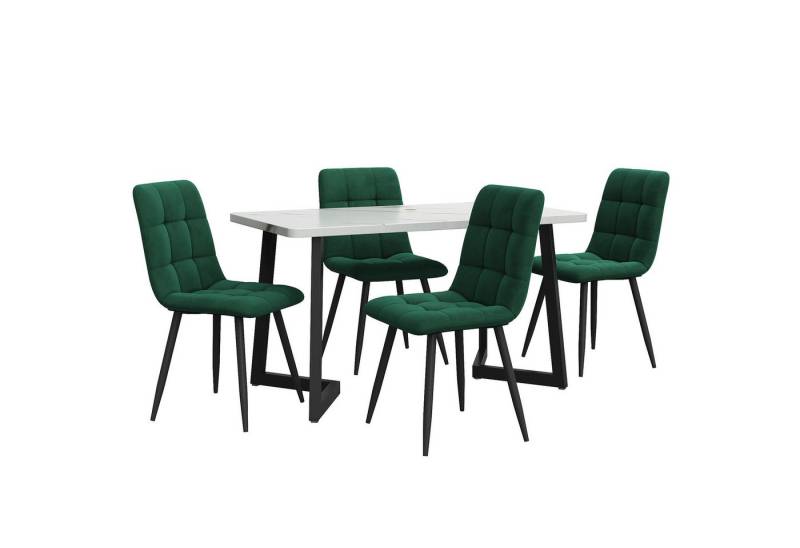 OKWISH Essgruppe Ein Tisch und vier Stühle, (5-tlg), Küchetisch Esszimmerstuhl Set, Metallbeine von OKWISH