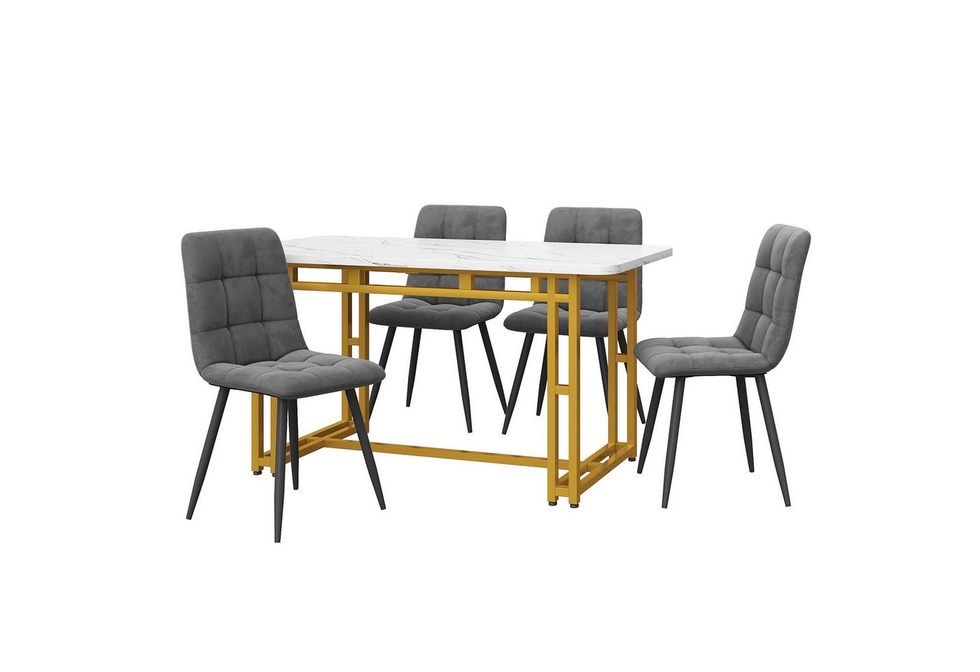 OKWISH Essgruppe Ein Tisch und vier Stühle, (Die Länge und Breite des Esstisches betragen 120 x 70 cm, 5-tlg), Küchentisch Set Esszimmerstuhl von OKWISH
