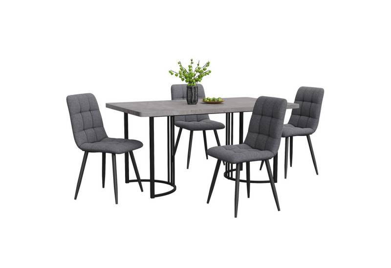 OKWISH Essgruppe Esstisch mit 4 Stühlen, (Moderner Küchentisch Set, 5-tlg., mit Samt Esszimmerstühle), 140×80cm Küchentisch mit Metallbeinen, MDF Tischplatte von OKWISH