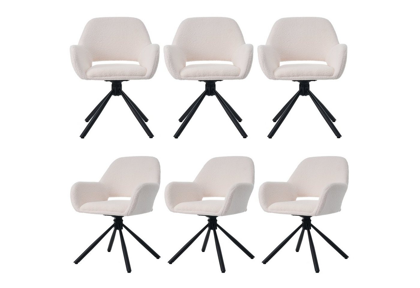 OKWISH Essgruppe Esszimmer-Set, (Mit Regal Mit Stauraum Sitzgruppe, 7-tlg., Tischplatte 110-130cm), Ausziehbar Esstisch mit 6 Stühlen Set Küchetisch Esszimmerstuhl von OKWISH