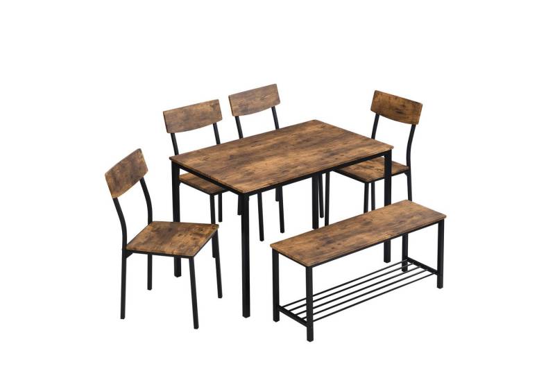 OKWISH Essgruppe Küche-Set, (6-tlg), 6-Sitz-Gruppe Esstisch 4 Stühle und Bank von OKWISH