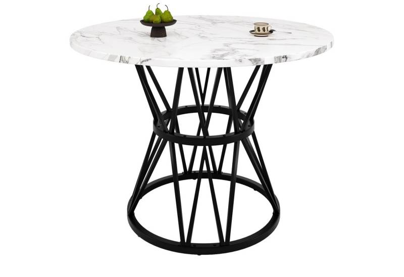 OKWISH Essgruppe Moderne Esstisch,mit Marmoroptik, (Moderner runder Esstisch 100×100×76 cm mit verstellbaren Metallbeinen, MDF-Marmor-Tischplatte und hoher Tragfähigkeit., 1-tlg) von OKWISH