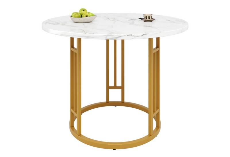 OKWISH Essgruppe Moderne Esstisch,mit Marmoroptik,Esszimmer-Set, (Moderner runder Esstisch 80×80×76 cm mit MDF-Marmor-Tischplatte, verstellbaren Metallbeinen & hoher Tragfähigkeit., 1-tlg) von OKWISH