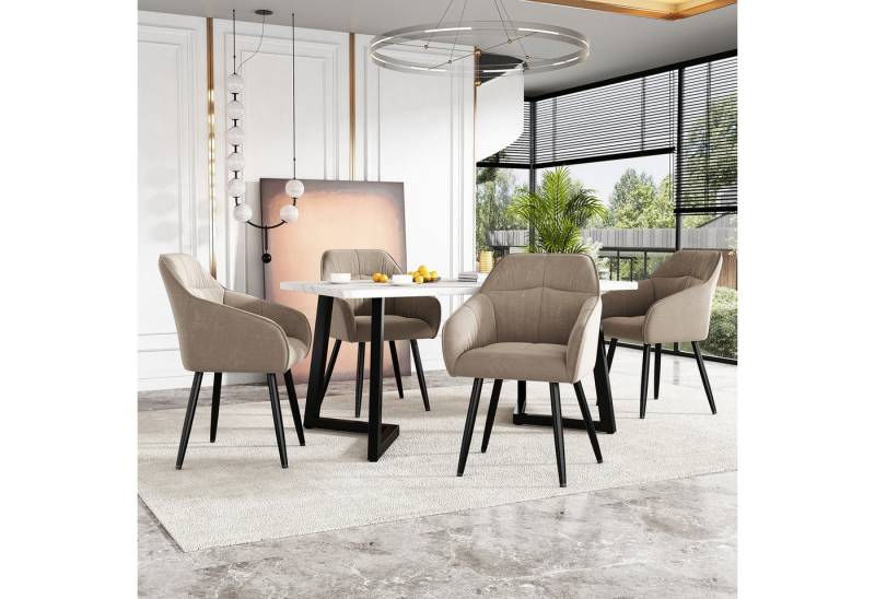 OKWISH Essgruppe Moderner Küchentisch Set, (5-tlg., Esstisch mit 4 Stühlen), mit Schwarz Tischbeine von OKWISH