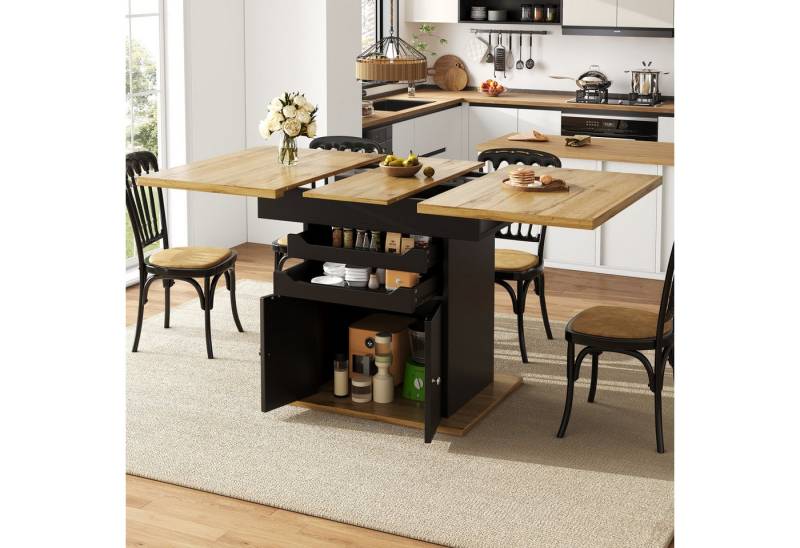 OKWISH Esstisch Ausziehbarer Esstisch (Teleskoptisch für Küche & Wohnzimmer, klappbarer Küchentisch für 4–6 Personen, platzsparender Familientisch mit Soft-Close-System, 1-St., 110-140*80*76cm) von OKWISH