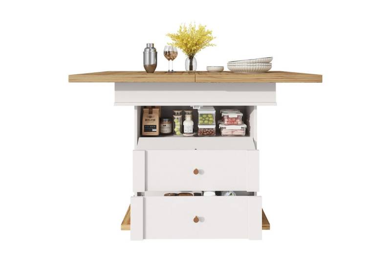 OKWISH Esstisch Multifunktionaler Ausziehtisch (Ausziehbarer Teleskoptisch 110-140 cm, Platzsparend & Multifunktional) von OKWISH