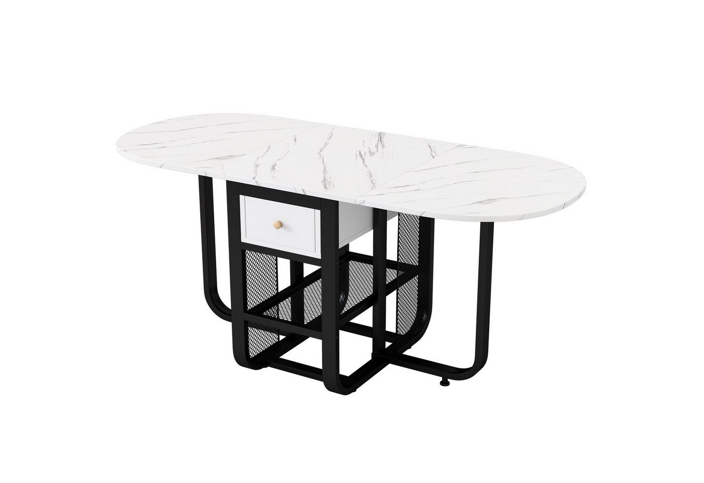 OKWISH Esstisch Multifunktionaler ausziehbarer Esstisch (Kaffee-Freizeittisch, 1-St., ovale Tischplatte,1 Schubladen), klappbarer Küchentisch in 3 Formen von OKWISH