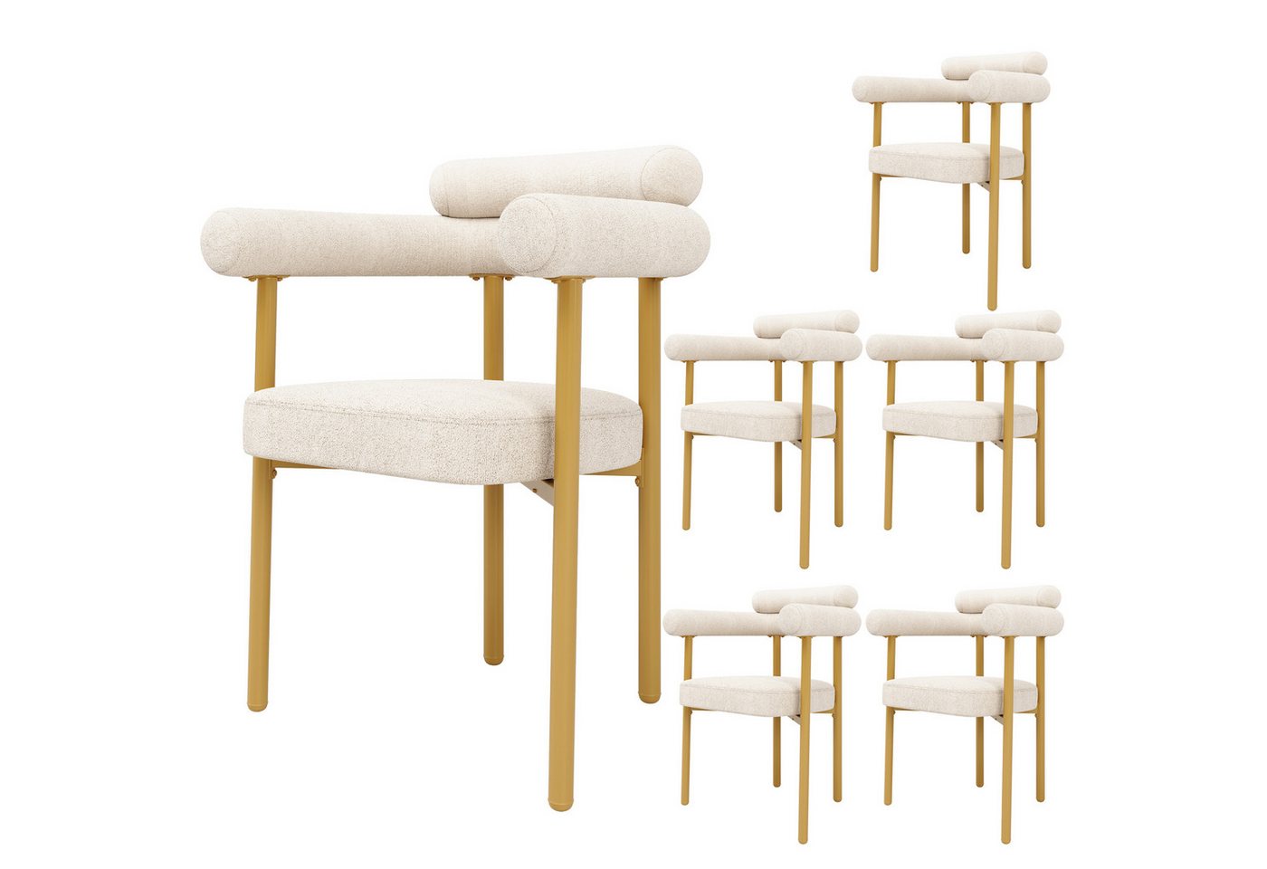 OKWISH Esszimmerstuhl Esszimmerstuhl,Loungesessel (Esszimmerstühle mit ergonomischer Rückenlehne, luxuriösem Wildlederbezug & stabilen goldenen Metallbeinen, 6 St) von OKWISH