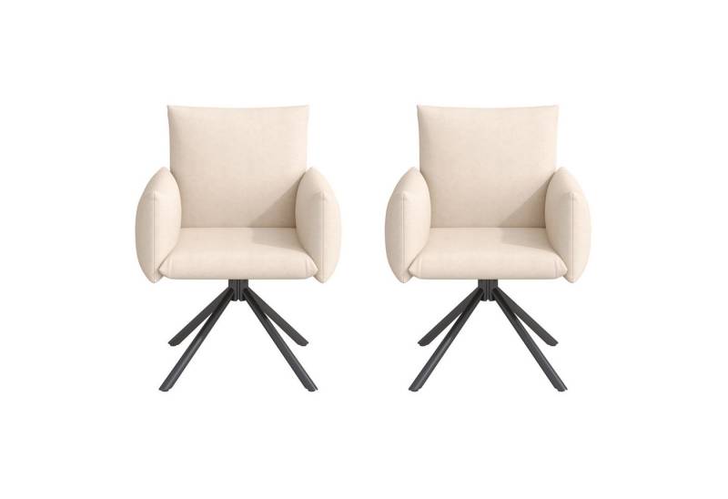 OKWISH Esszimmerstuhl Gepolsterter Sessel mit 4 Metallbeinen (Wohnzimmerstuhl, Küchenstuhl, Drehstuhl, 2 St), 360° Lässiger Drehstuhl von OKWISH