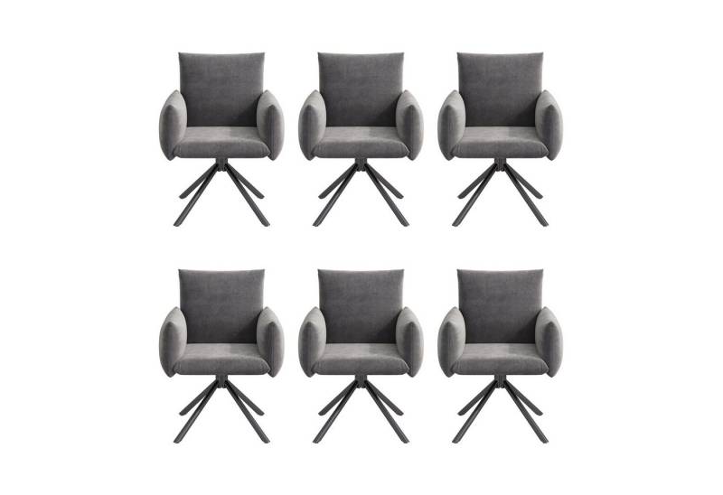 OKWISH Esszimmerstuhl Gepolsterter Sessel mit 4 Metallbeinen (Wohnzimmerstuhl, Küchenstuhl, Drehstuhl, 6 St), 360° Lässiger Drehstuhl von OKWISH