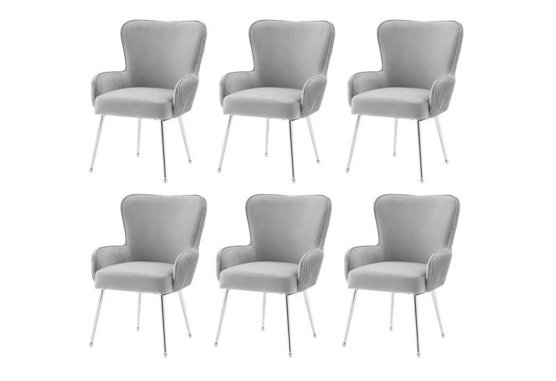 OKWISH Esszimmerstuhl Lounge-Stuhl mit Rückenlehne (Einzelsessel, Relaxsessel aus Samt, 6 St), mit Armlehnen und verstellbaren Füßen, Lendenwirbelstütze von OKWISH