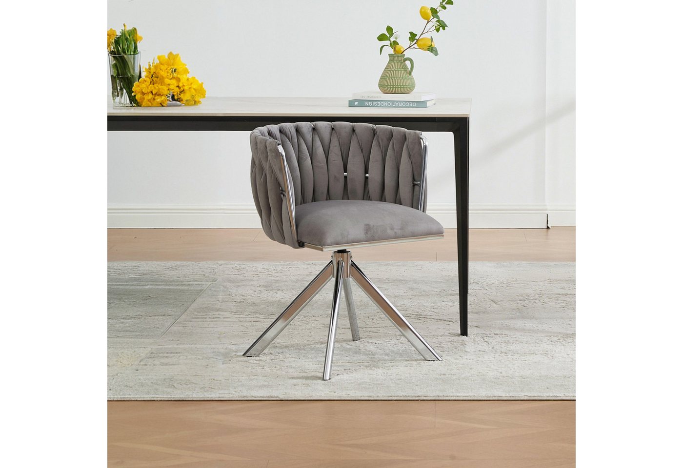 OKWISH Esszimmerstuhl Polsterstuhl Drehstuhl (mit 180°-Drehfunktion, ergonomischer Rückenstütze & stabilem Metallgestell, 1 St), ein Stuhl von OKWISH