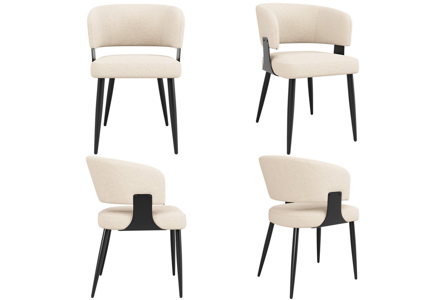 OKWISH Esszimmerstuhl Schminkstuhl,Luxusstuhl,Freizeitstuhl (Lammwollstoff-Stühle mit Ergonomischer Rückenlehne – Anti-Wackel-Füße & Komfortpolster für Esszimmer, Schminktisch, 4 St) von OKWISH