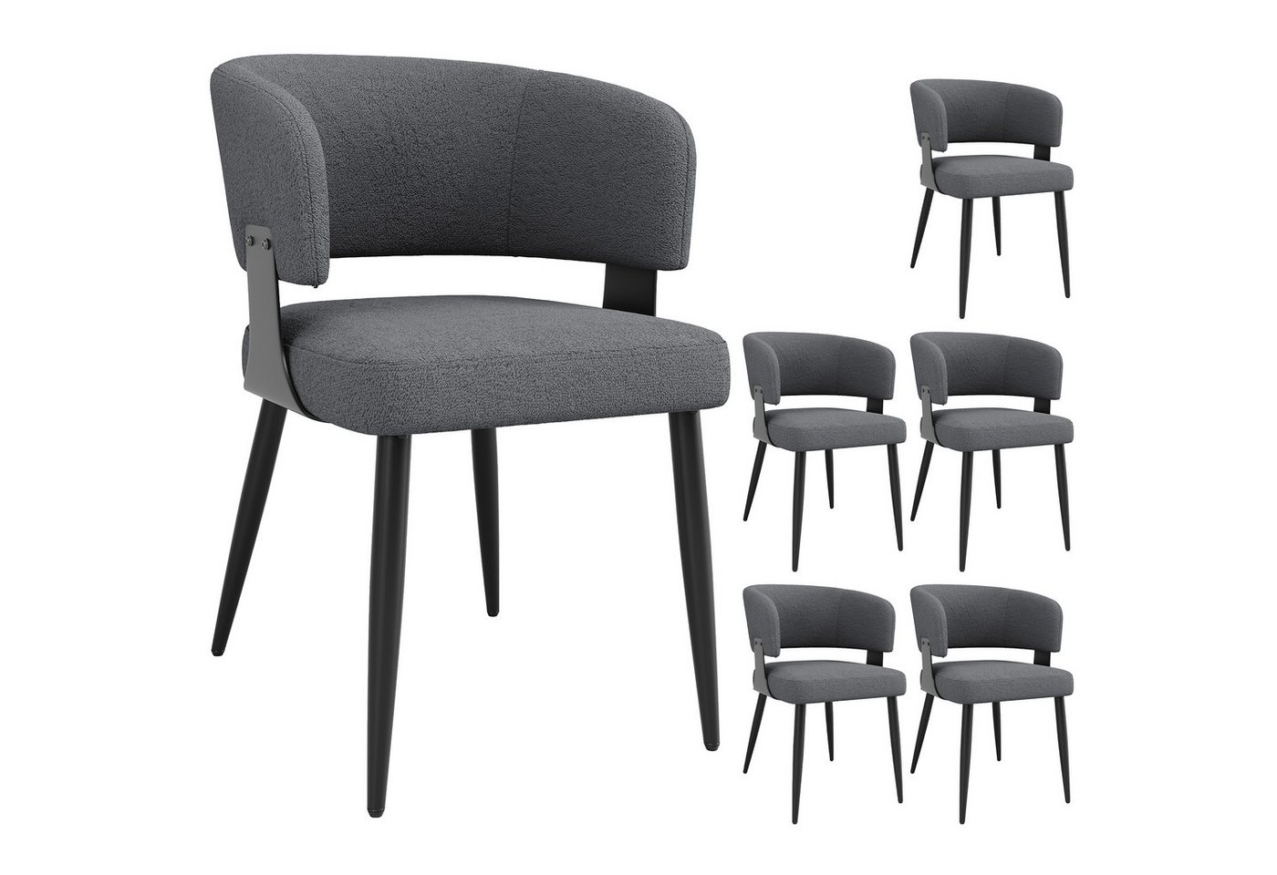 OKWISH Esszimmerstuhl Schminkstuhl,Luxusstuhl,Freizeitstuhl (Lammwollstoff-Stühle mit Ergonomischer Rückenlehne – Anti-Wackel-Füße & Komfortpolster für Esszimmer, Schminktisch, 6 St) von OKWISH