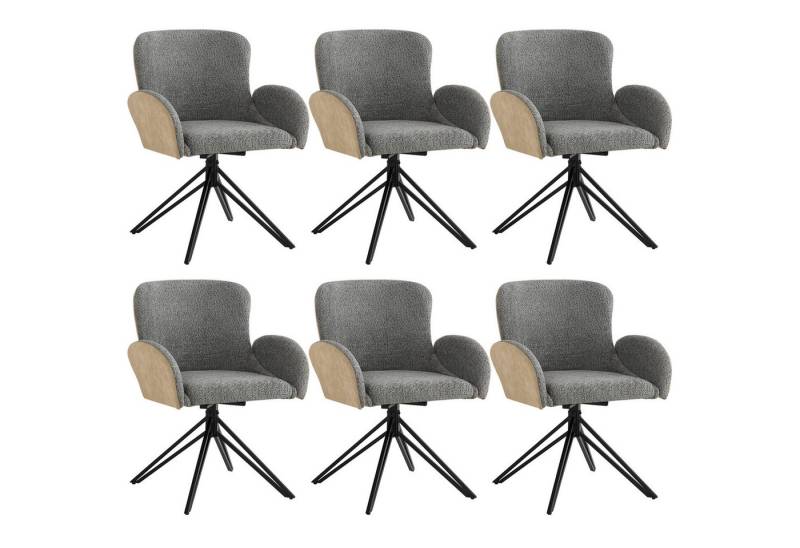 OKWISH Esszimmerstuhl mit 360° Drehfunktion (Schlinge Velours Wohnzimmerstuhl, Esszimmerstuhl,Schminkstuhl, 6 St), mit Metallbeinen, Rückenlehne, Armlehnen, verstellbare Vorderbeine von OKWISH