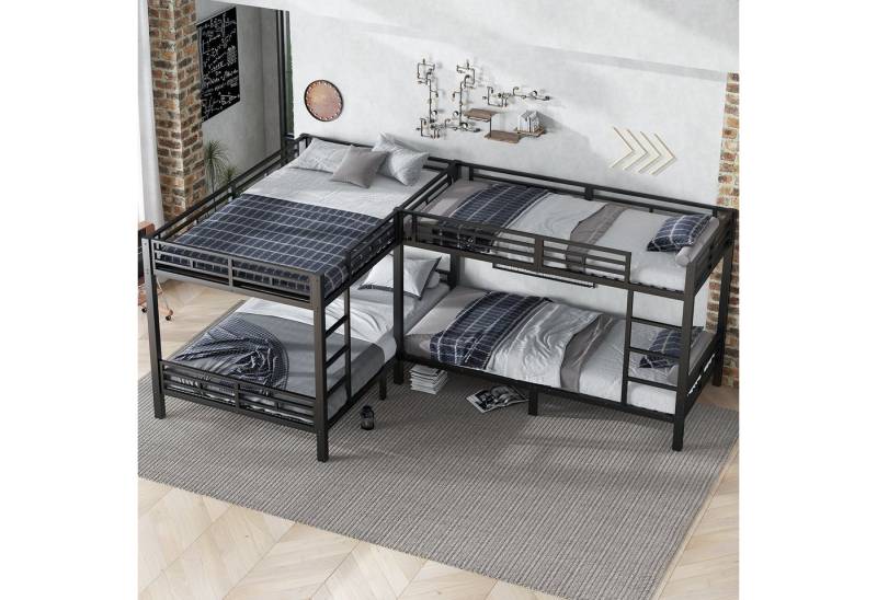 OKWISH Etagenbett Eisenbett Kinderbett (mit stabilem Lattenrost, dreistufiger Leiter & flexibler Mehrbettkonfiguration, 90x200cm & 140x200cm), ohne Matratze von OKWISH